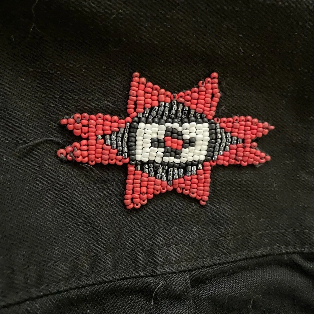 Lauren Jeans Co. Southwest Aztec Beaded Detail Black Jean Jacket 1X plus western - Picture 7 of 7